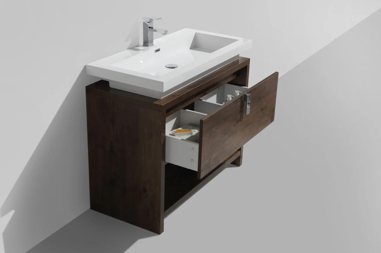 Levi 40″ Inch Rose Wood Modern Bathroom Vanity W/ Cubby Hole - Image 4