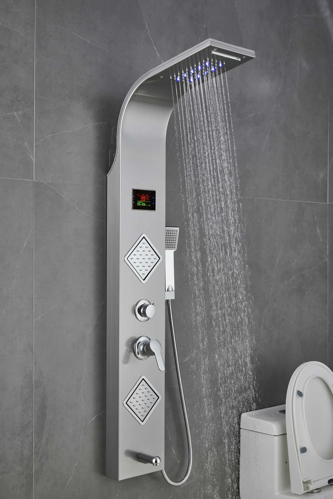 Luxury Shower Panel Tower Stainless Steel with LCD Screen-ZM6215 - Image 4