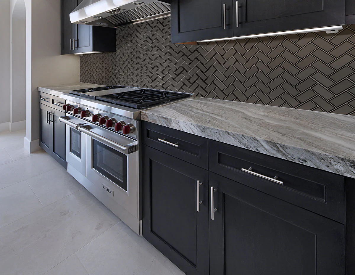 Metallic Gray Bevel Herringbone @25.94/sf - Image 3