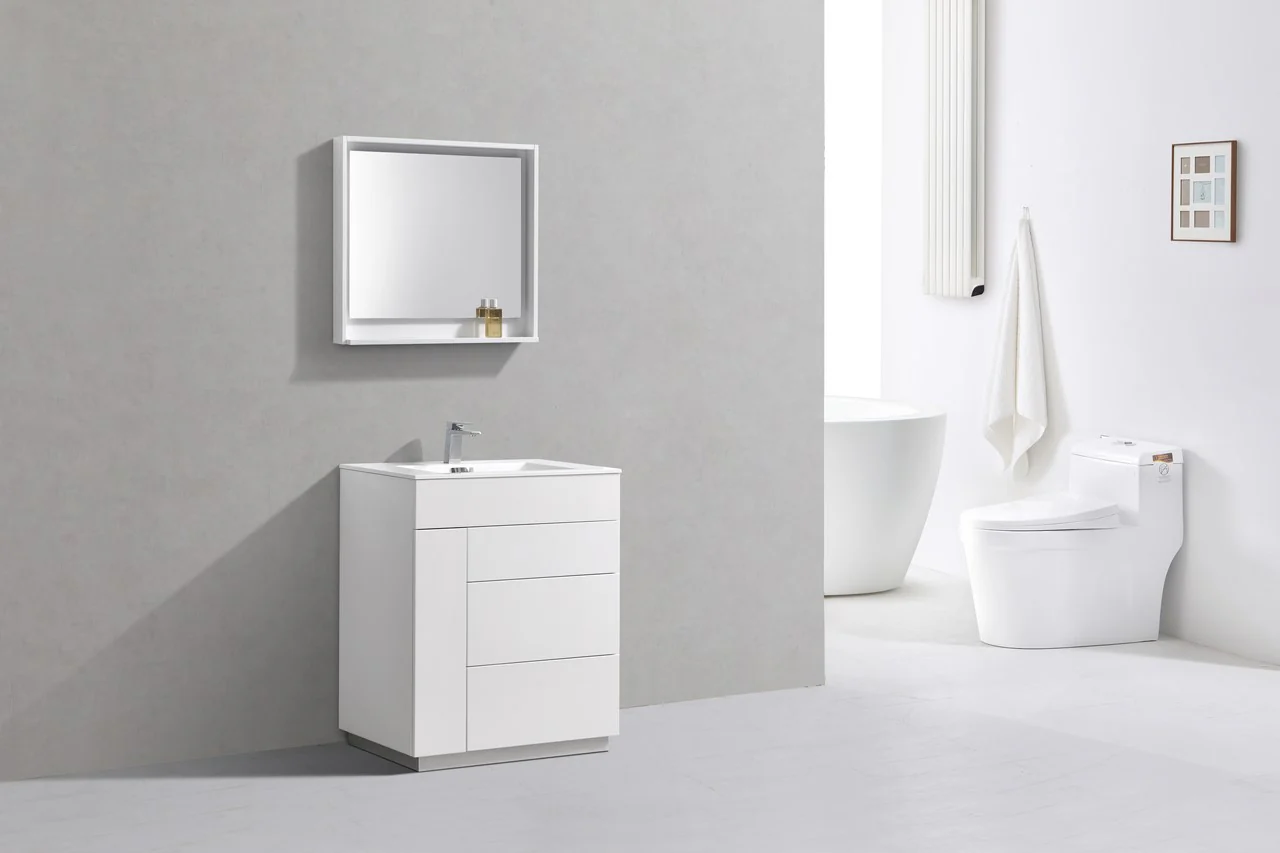 Milano 30″ Inch Gloss White Floor Mount Modern Bathroom Vanity - Image 2