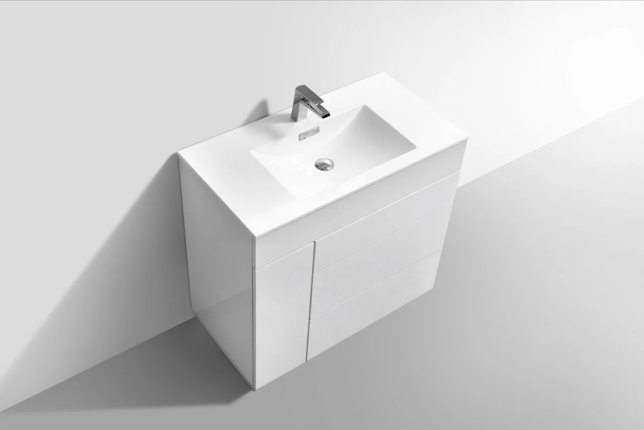 Milano 36″ Inch Gloss White Floor Mount Modern Bathroom Vanity - Image 5