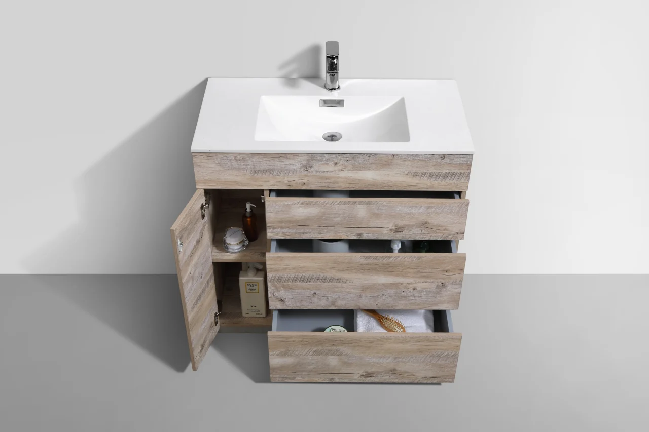 Milano 36″ Inch Nature Wood Floor Mount Modern Bathroom Vanity - Image 4