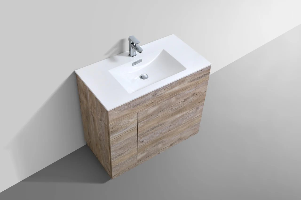 Milano 36″ Inch Nature Wood Floor Mount Modern Bathroom Vanity - Image 5