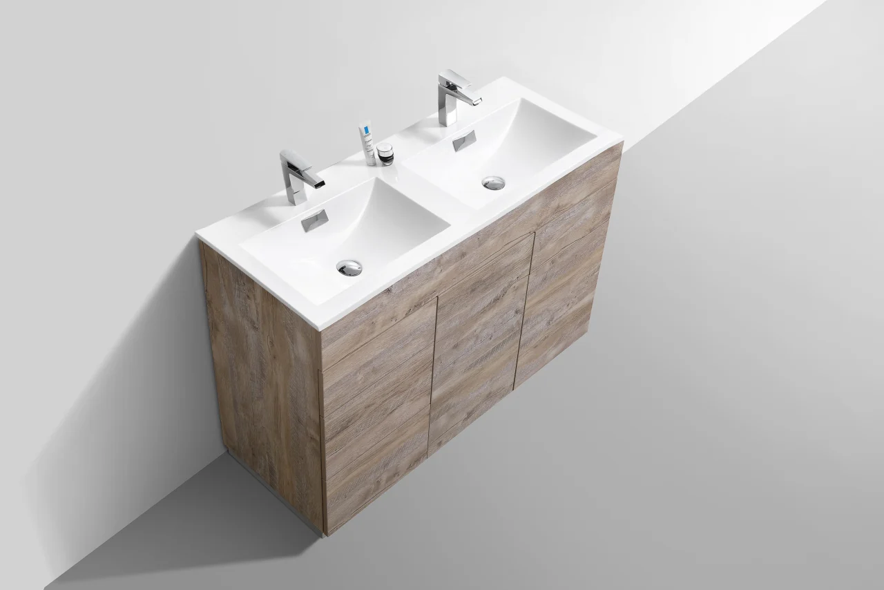 Milano 48″ Inch Double Sink Nature Wood Floor Mount Modern Bathroom Vanity - Image 4