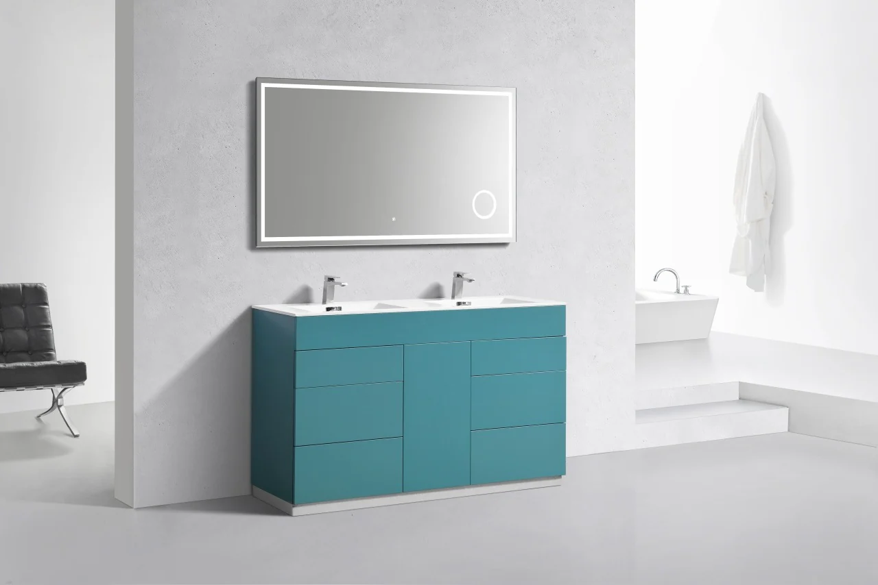 Milano 48″ Inch Double Sink Teal Green Floor Mount Modern Bathroom Vanity - Image 3
