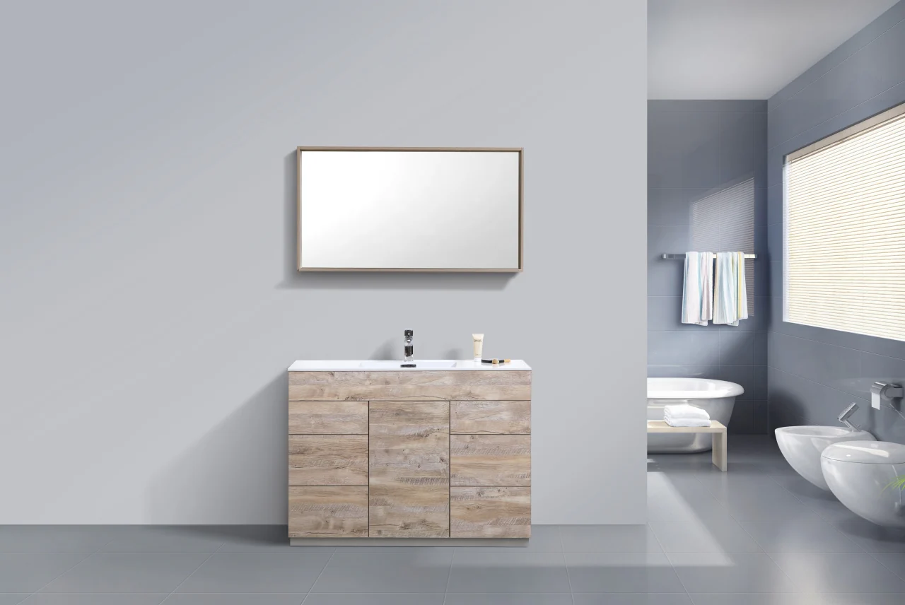 Milano 48″ Inch Nature Wood Floor Mount Modern Bathroom Vanity - Image 3