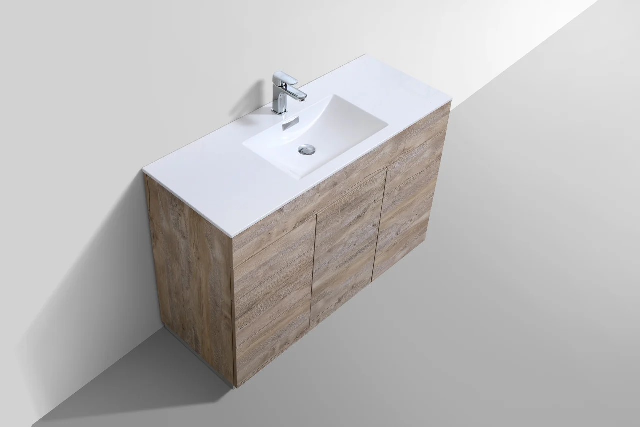 Milano 48″ Inch Nature Wood Floor Mount Modern Bathroom Vanity - Image 4