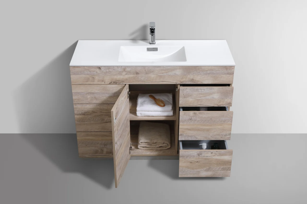 Milano 48″ Inch Nature Wood Floor Mount Modern Bathroom Vanity - Image 5