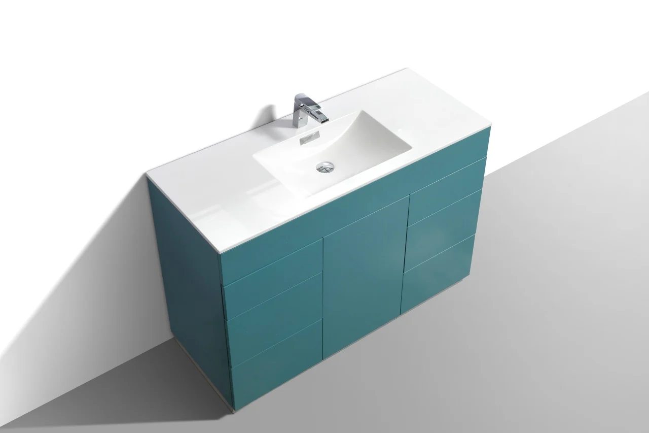 Milano 48″ Inch Teal Green Floor Mount Modern Bathroom Vanity - Image 4