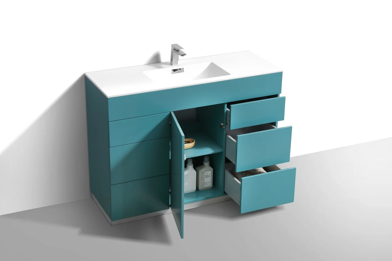 Milano 48″ Inch Teal Green Floor Mount Modern Bathroom Vanity - Image 5