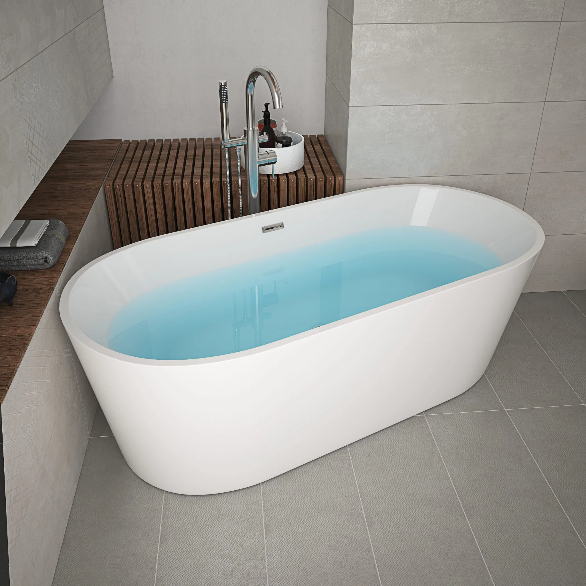 F&D 1201 Free Standing Acrylic Bath Tub 60" Inches - Image 5