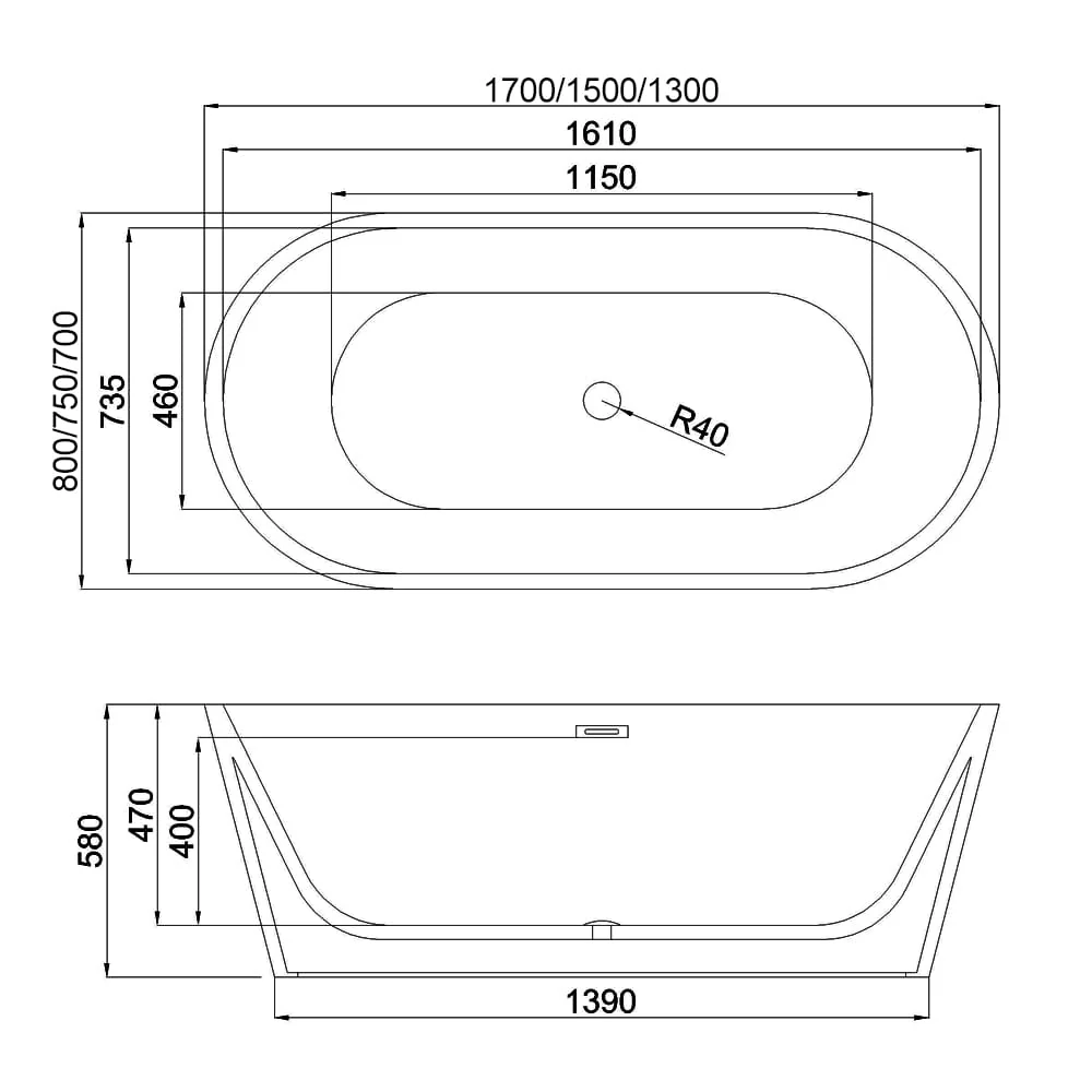 F&D 1201 Free Standing Acrylic Bath Tub 60" Inches - Image 6