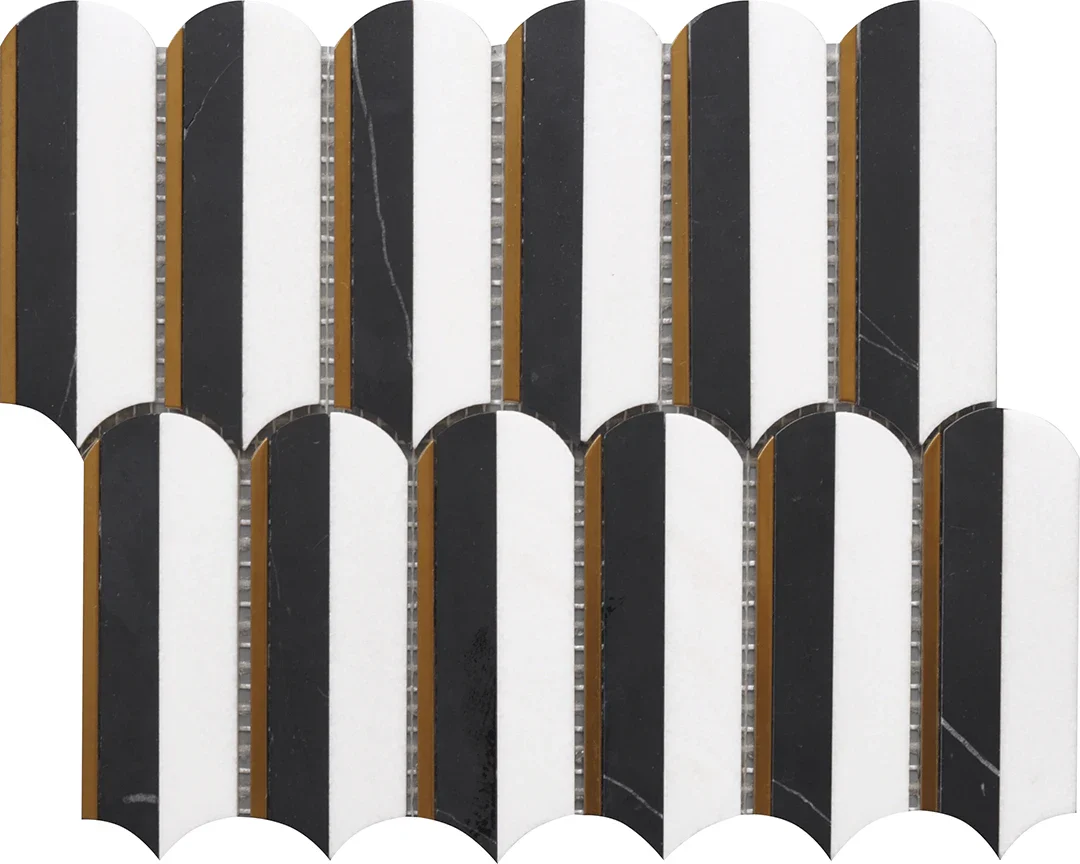 Oval Nero Marquina & Thassos 10″X11″ Mosaic
