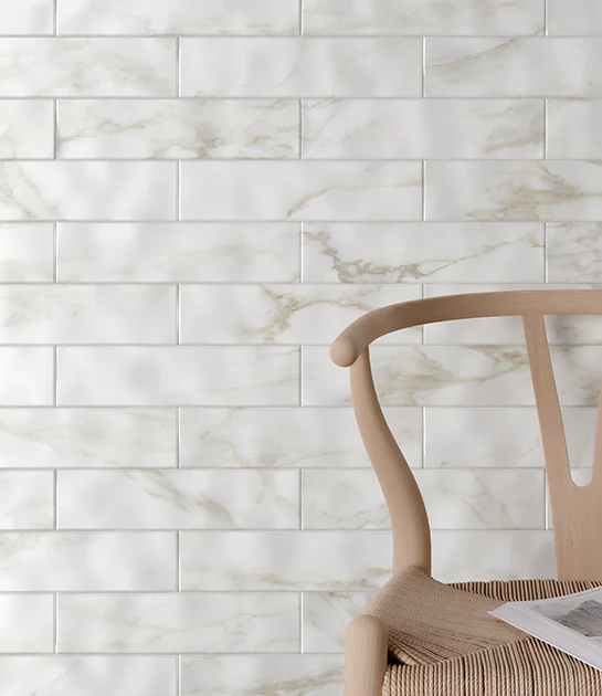 Anatolia Raffino Calacatta Dolce 12x36 Rectified Matte @5.70/sf, 12x36 Curva/Alto Rectified Matte @6.00/sf and 3x12 @5.60/sf