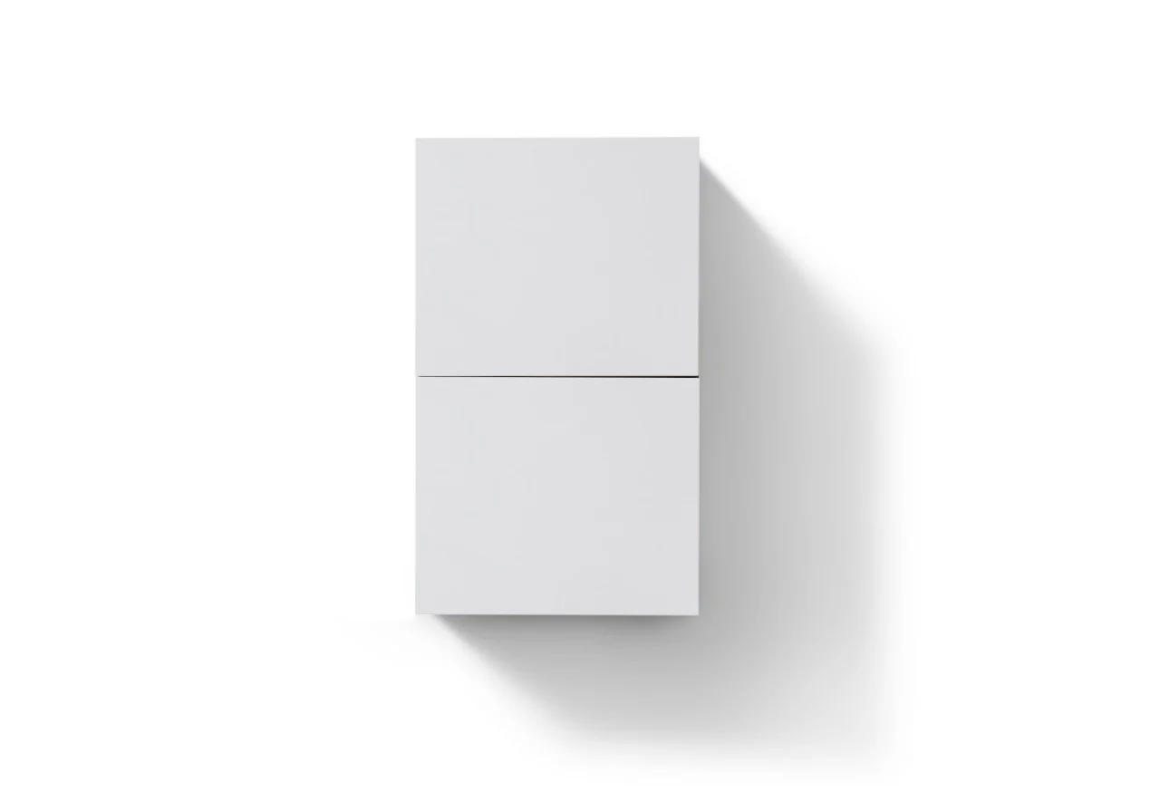 Small Bathroom High Gloss White Linen Side Cabinet w/ 2 Storage Areas - Image 2