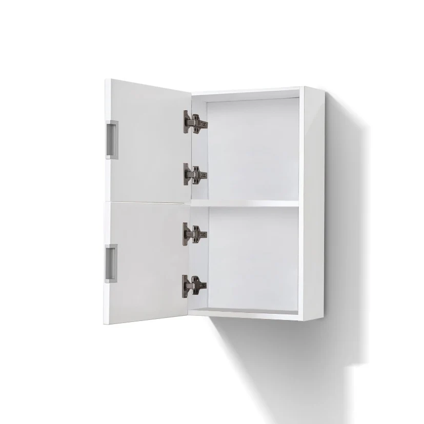 Small Bathroom High Gloss White Linen Side Cabinet w/ 2 Storage Areas - Image 3