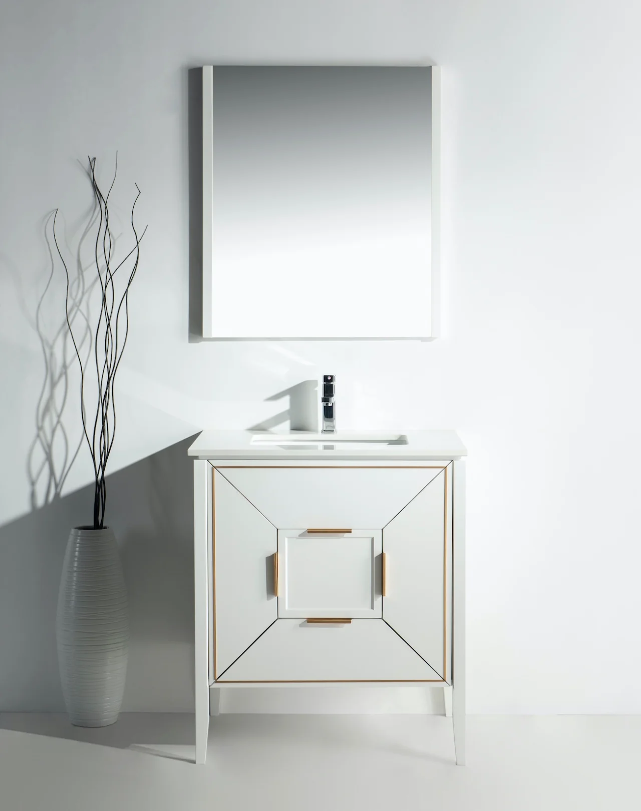Vetro 30″ Inch Gloss White Vanity W/ Quartz Counter Top - Image 3