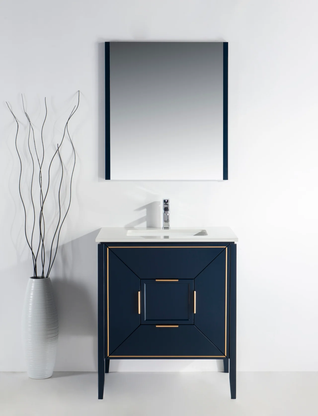 Vetro 30″ Inch Navy Blue Vanity W/ Quartz Counter Top - Image 3