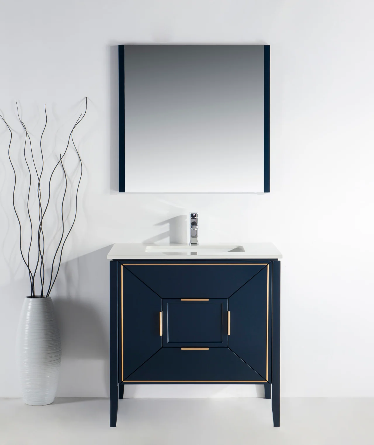 Vetro 36″ Inch Navy Blue Vanity W/ Quartz Counter Top - Image 3