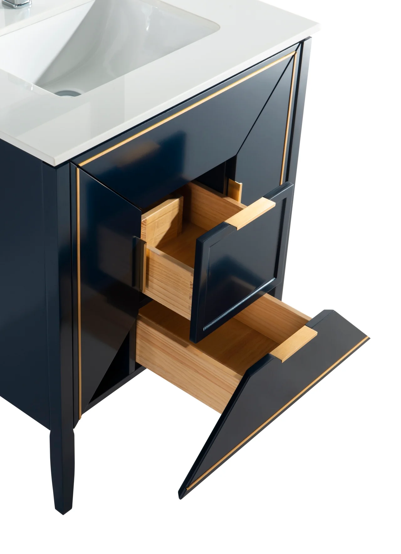 Vetro 36″ Inch Navy Blue Vanity W/ Quartz Counter Top - Image 6