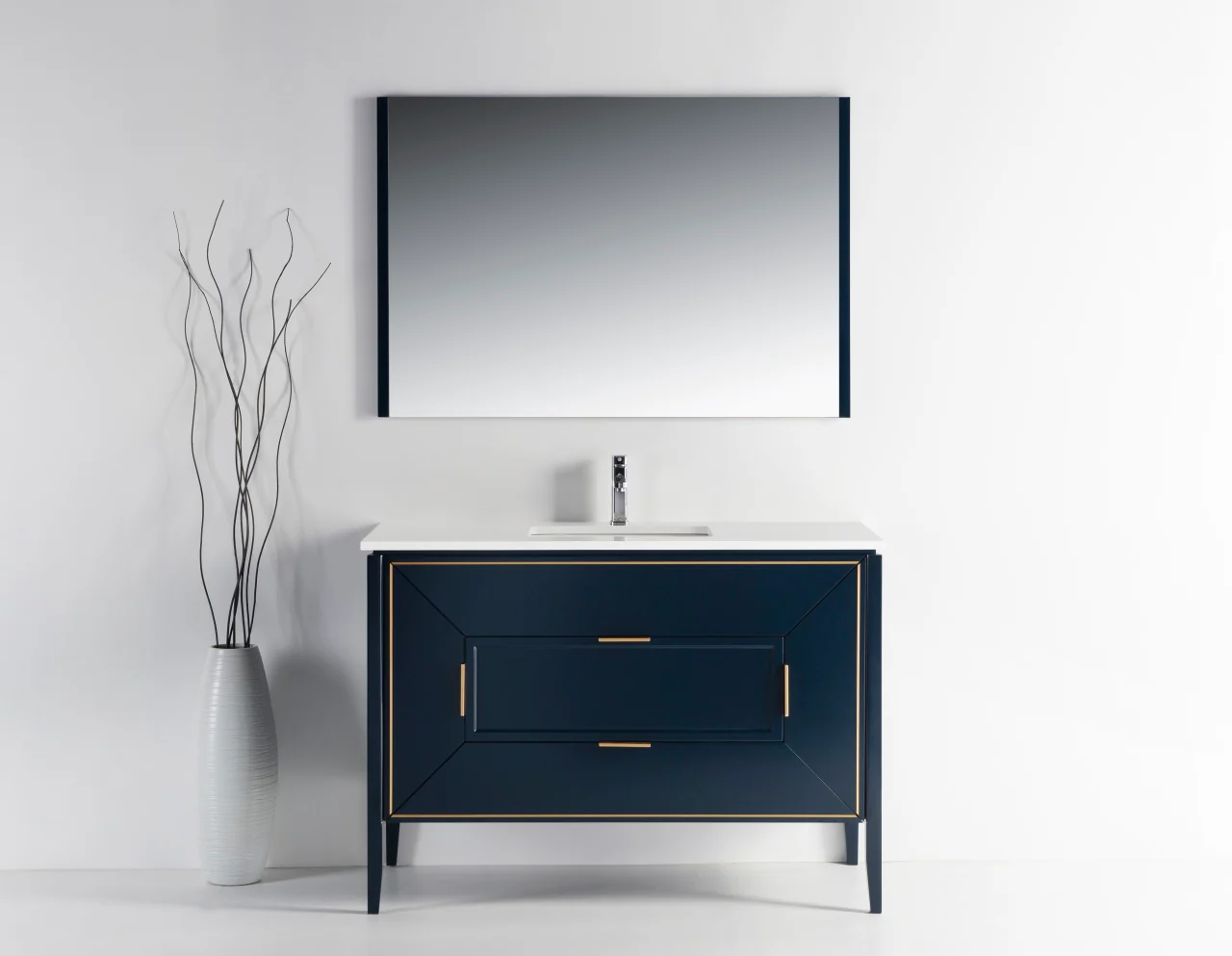 Vetro 48″ Inch Navy Blue Vanity W/ Quartz Counter Top - Image 3
