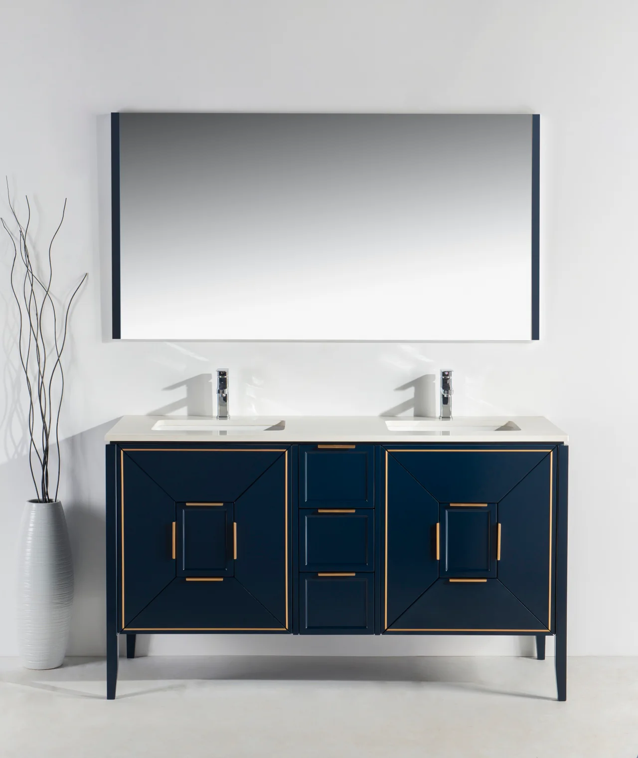 Vetro 60″ Inch Navy Blue Vanity W/ Quartz Counter Top - Image 3