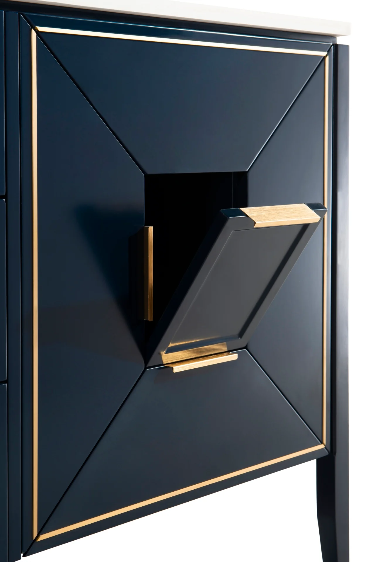 Vetro 60″ Inch Navy Blue Vanity W/ Quartz Counter Top - Image 6