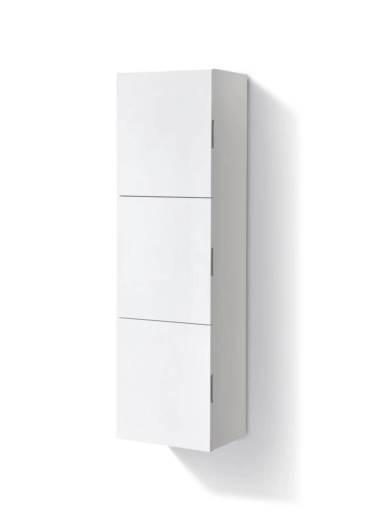 White Gloss White Linen Side Bathroom Cabinet w/ 3 Large Storage Areas - Image 4